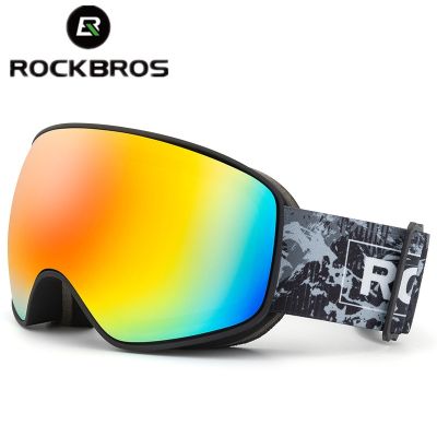 Rockbros official Ski Goggles Skiing Snowboarding Goggles Eyewear Glasses Anti-fog Ski Windproof Adjustable Snow Glasses SP284