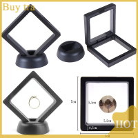 [Buytra] 70*70mm Black 3D Floating Jewelry Coin Display กรอบผู้ถือกล่องกรณี W/STAND