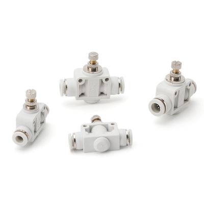 QDLJ-White Press-fit 4/6/8/10/12mm Od Pu Tube Pipeline Throttle Push In Flow Speed Controller Valve Union Pneumatic Air Fitting