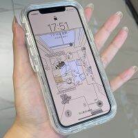 [KOLT Digital] ใช้ได้กับ iPhone 14 11 13 12 Pro Max X XR XS 7 8Plus 3 In 1เคสซิลิโคนสีลูกอมใส