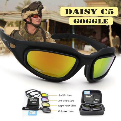 Daisy C5 Polarized แว่นตากองทัพทหารแว่นตากันแดด4ชุดเลนส์ชายพายุทะเลทรายเกมแว่นตายุทธวิธีกีฬา