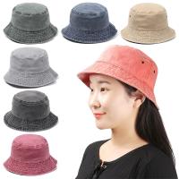 Topi Bucket ผ้าเดนิมหมวกบังแดดหมวกชาวประมงพับได้สำหรับผู้หญิงผู้ชายแฟชั่น FJSLN7