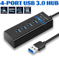 ใหม่4พอร์ต USB ฮับ3.0อะแดปเตอร์ฮับ USB บางพอร์ต Splitter ความเร็วสูงหลายพอร์ตพร้อมสาย3.0 USB ชุดสัญญาณไฟ LED ตัวขยาย USB แบบพกพา