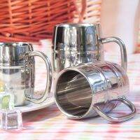 2pc Bar Beer Mugs 18/8 Stainless steel Handle Double-Layer Beer Mugs Whisky Cup Wineglass Bar Drinking Cup 8/10/12 ounce