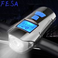 FESA 4โหมด USB ไฟจักรยานโคมไฟและคอมพิวเตอร์จักรยาน6โหมดฮอร์นไฟฉายรอบจักรยาน S Peedometer Led ด้านหน้าไฟขี่จักรยานไฟหน้า