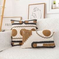 [FAZOZO Home Textile Store] โมร็อกโก Tufted สไตล์นอร์ดิกปลอกหมอน30X50 45X45cm Boho กาแฟห่วงผ้าฝ้ายปลอกหมอนอิงสำหรับตกแต่งบ้านจัดส่งฟรี