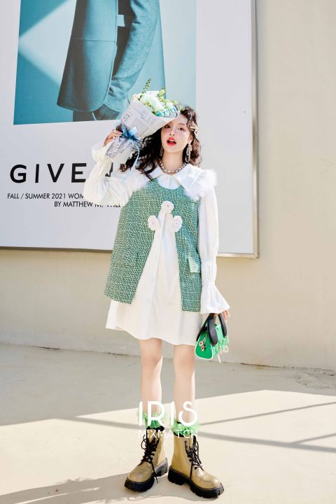 พร้อมส่ง-สินค้าลิขสิทธิ์แท้-iris-boutique-id237916-iv237917-white-cloud-dress-green-land-vest-เดรส-เสื้อกั๊ก-กดสั่งแยกกันนะคะ