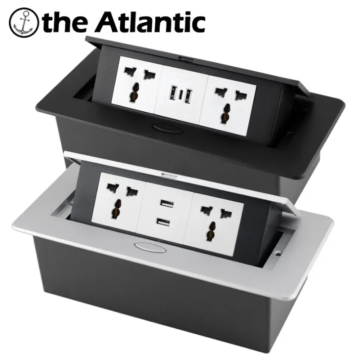 Universal Plug Desktop Recessed Power Strip Socket Table Outlet USB ...