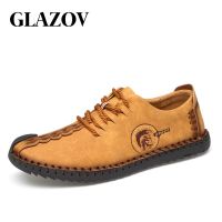 HOT★GLAZOV CLASSIC Casual รองเท้าผู้ชาย Loafers แยกรองเท้าหนังรองเท้าผู้ชาย Handmade LACE-up HOT ขายรองเท้าหนังนิ่มขนาดใหญ่ 47