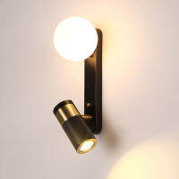 ห้องนอนที่ทันสมัยข้างเตียงผนัง Sconce โคมไฟนอร์ดิกสร้างสรรค์เหล็กสีดำกระจกสปอตไลท์ทางเดินบันไดโคมไฟติดผนังในร่มตารางการแข่งขัน