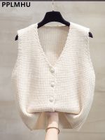 【HOT】●✤✇ V-neck Short Sweater Vests Knit Chaleco Coats New Breasted Knitwear Sleeveless Jackets Gilets