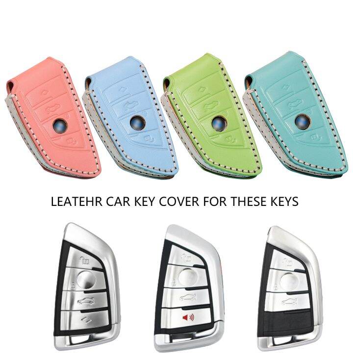 leather-car-key-case-cover-for-bmw-x3-x5-x6-f30-f34-e60-e90-f10-e34-e36-f20-g30-f15-f16-1-3-5-7-series-girl-lady-car-accessories