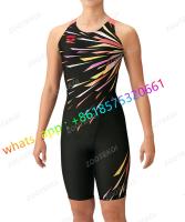 Triathlon Training Sports Swimwear Women One Piece Skinsuit Swimwear Sexy Back Knee Length Professional Comfort Swimming Suit