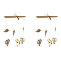 2X Wooden Hot Air Balloon Wind Chime Hanging Baby Bed Bell INS Nordic Style Kids Room Decoration Nursery Photo Props