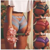 2020 Women Lingerie Panties Sexy Ladies Casual Cage Back Mesh Perspective Wave Shape Bow Underwear Transparent Briefs