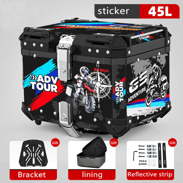Aluminum Top Box 45 Liter Motorcycle Aluminum Trunk Box Universal