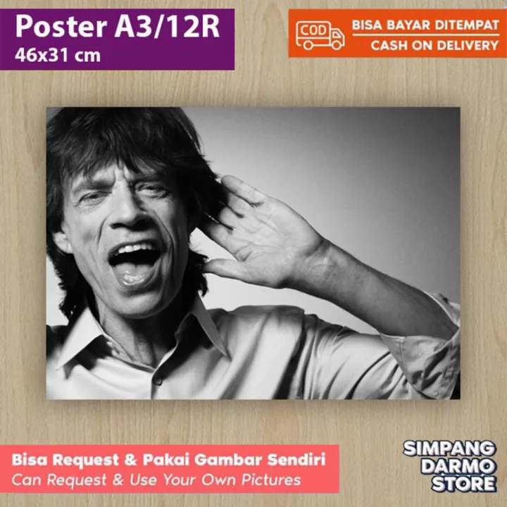 Poster Band Rolling Stone Mick Jagger Terbaru Tersedia Berbagai Ukuran
