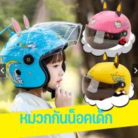 【BermaBaby】หมวกกันน็อคเด็ก หมวกกันน็อคสำหรับเด็ก รูปแบบการ์ตูน เลนส์น้ำตาล ระบายอากาศได้ดี หมวกกันน๊อครถยนต์ไฟฟ้าสำหรับเด็ก