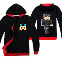 Dan TDM Stampy Catเด็กซิปเสื้อแขนยาวHooded Coatเสื้อกันหนาวเด็กฝ้ายเสื้อแขนยาวซิปเสื้อสเวตเตอร์ถักC1420เสื้อผ้าเด็กใส่ลำลองสำหรับฤดูใบไม้ร่วงฤดูหนาวหลวมเสื้อคาร์ดิแกนกีฬา