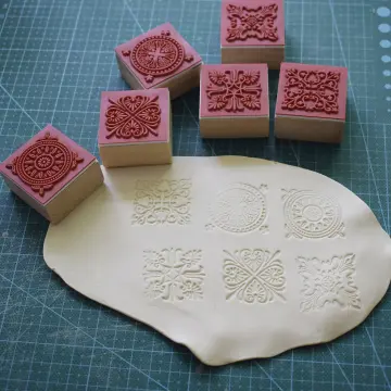 DIY: embossing stamp for clay, gold polymer clay earrings