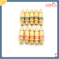 [rBIL] 10pcs RCA Connector MALE JACK plug Audio vedio เชื่อมทองแดงดำ