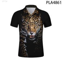 【high quality】  Ropa De Hombre Fashion Casual Summer Short Sleeve New 3d Printed Leopard Animal Series Men Shirts Streetwear Cool Polo Homme