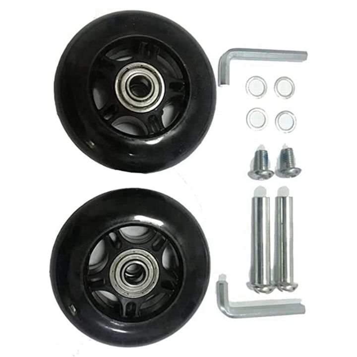 black-luggage-replacement-accessories-2-wheel-set-75mm-x-24mm-x-8mm-2-95inch-x-0-94inch-x-0-31inch-wheels-with-bearings-abec-608zz