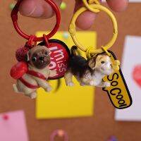 【YF】♟♣✸  Cartoon Dog Bulldog Car Keychain Pug Wire Keyring Trinket Chain Jewelry