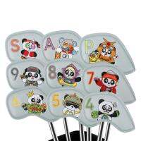 Golf Club Head Cover 9Pcs Panda แท็กหมายเลขที่สอดคล้องกันเพื่อปกป้องคลับปกป้องสไตล์ Headcover คนขับของคุณและความทนทาน