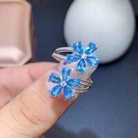 New natural Topaz Ring 925 silver flower style womens new product