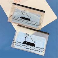 【CW】✓  10pcs Cartoon Swim Zip Lock Plastic Masks Dust-Proof Transparent Makeup Storage Office Organizer