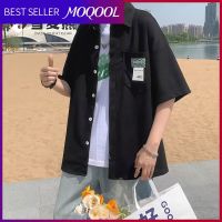 MOQOOL เสื้อเชิ้ตผู้ชายแขนสั้น,เสื้อผู้ชายทรงหลวมใส่ได้หลายโอกาสฉบับภาษาเกาหลีเสื้อครึ่งแขน