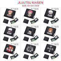 Jujutsu Kaisen ที่ใส่นามบัตรมีลายคลิปเงินหนัง PU อะนิเมะสำหรับเด็ก Dompet Koin มีซิปกระเป๋าสตางค์ตัวการ์ตูนเสื้อยืดสำหรับเด็กหญิงเด็กชายผู้ชายผู้หญิงกระเป๋าเงินใส่เหรียญทรงสั้น Dompet Koin 0000