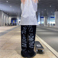 Black Punk girls pants, Korean elastic pants, loose pants, Gothic, hip-hop, Harajuku, summer and Autumn