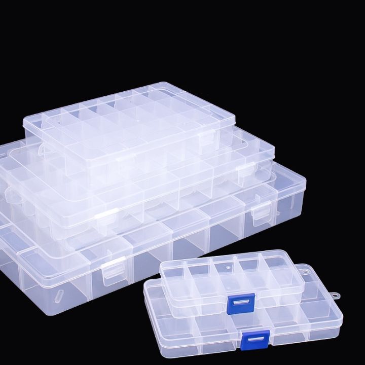 10-15-24-grids-adjustable-compartments-plastic-transparent-organizer-jewel-bead-case-cover-container-storage-box-parts-screw-box