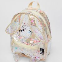 【LZ】☇  Coelhinho forma transparente mochila lantejoulas glitter bonito crianças senhoras bolsa de ombro compras novo verão