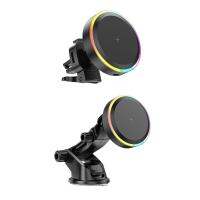 ที่วางโทรศัพท์ขณะชาร์จแม่เหล็กในรถ15W RGB ช่องแอร์ที่วางโทรศัพท์ในรถวงเล็บคงที่ปรับได้เข้ากันได้กับ W3JD โทรศัพท์