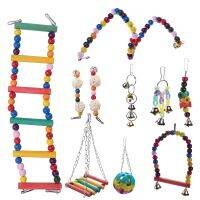 10 Pack Bird Cage Toys for Parrots Reliable &amp; Chewable - Swing Hanging Chewing Bite Bridge Wooden Beads Ball Bell Toys.