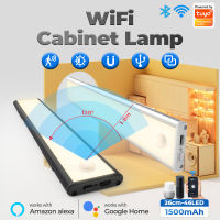 USB ชาร์จ LED ไฟกลางคืน Tuya WIFI สมาร์ท Motion Sensor โคมไฟติดผนังตู้ครัวตู้เสื้อผ้าแสงสนับสนุน Alexa .