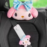 Cute Car Headrest Rabbit Neck Pillow Car Seat Belt Cover Kawaii Devil Car Shoulder Pad Lumbar Pillow Cartoon Car Accessories