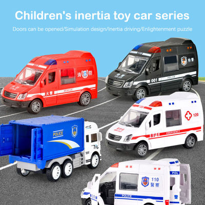 รถดับเพลิงโรงพยาบาลกู้ภัยรถพยาบาลรถตำรวจ ABS รถยนต์รุ่น Drop-Resistant เปิดประตูรถของเล่นสำหรับเด็กของขวัญ