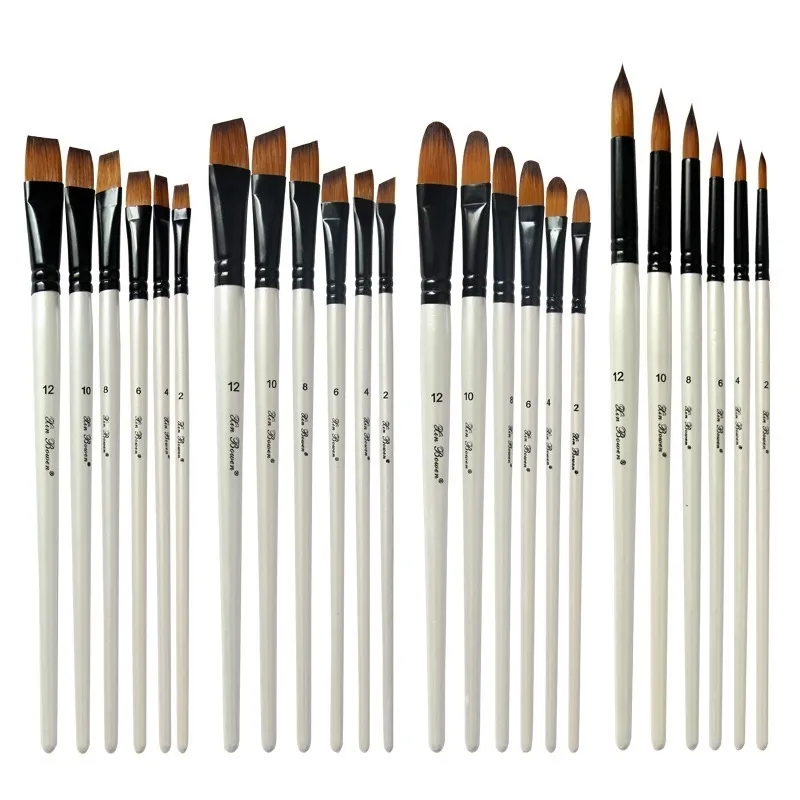 Superior Sable Hair Artists Round Point Tip Paint Brush Set Watercolor  Acrylic Paint Brushes 6pcs 