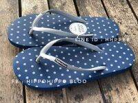 จุด กรมท่า หูเทา  Light  Navy Gray Dot Hippo shoe รองเท้าแตะฮิปโป   No.36-37-38-39-40