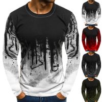 2023 design Men  Gradient Color Long Sleeve t-shirt Quick Drying Slim Fit O-Neck Shirts Autumn and Winter Oversized Tee Shirt，Can be customization