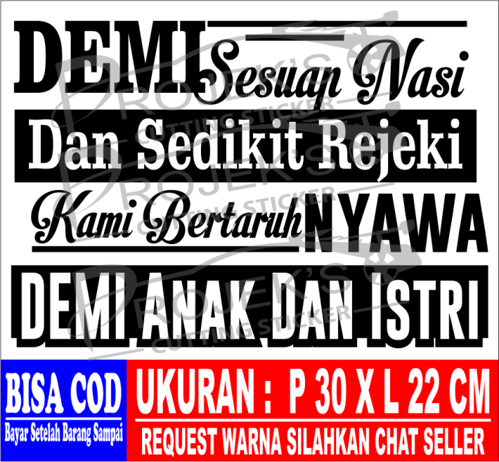 Cutting Sticker Stiker Mobil Variasi Kaca Bodi Samping Kata Kata Truk