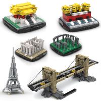 Creative MOC Colosseum Taj Mahal Eiffel Tower Architecture Model Building Blocks Sets City Kids Toys Children Brooklyn Bridge ✠♣☈