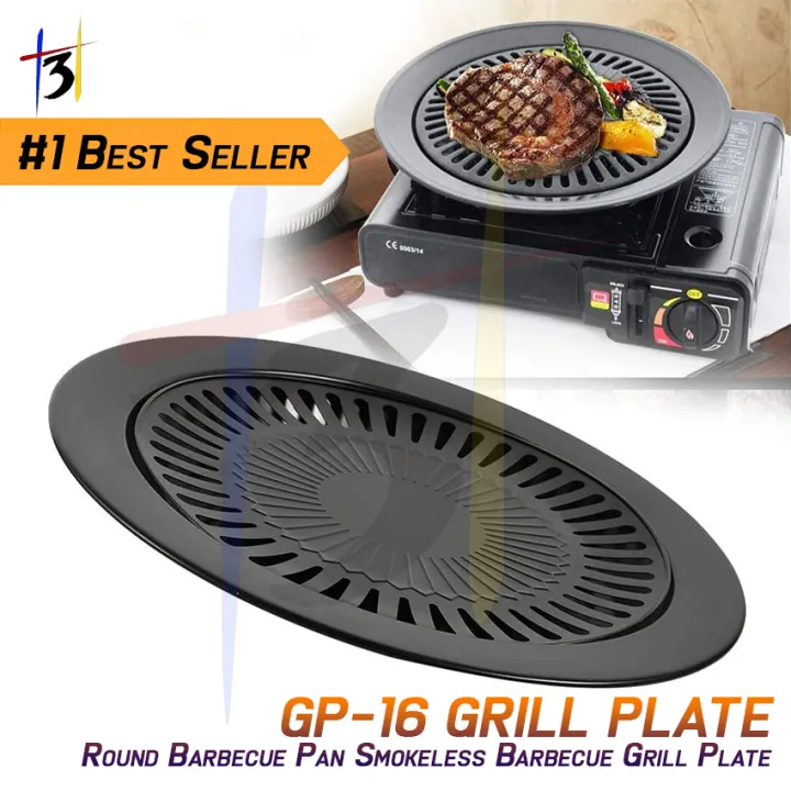 Round Korean BBQ Grill Plate Barbecue Pan Outdoor Smokeless Barbecue