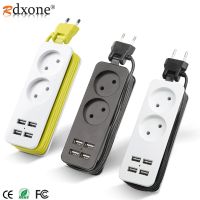 4.0mm/4.8mm EU /KC Plug Power Strip With 4 USB Portable Extension Socket Plug AC Power Travel Adapter USB Smart Phone Charger Wires  Leads  Adapters