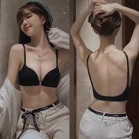 【Ready Stock】 ✉ C15 Ready stock Fast delivery Womens front buckle seamless U-shaped beauty back underwear without steel ring small chest gathered anti-sagging breathable bra set