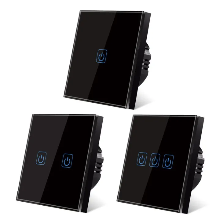 QIANW Manuel Touch Single Live Wire Control โคมไฟติดผนังสีดำ Sensor